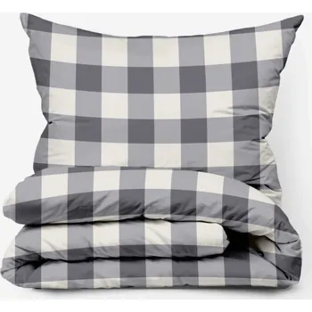 Povlečení Bavlněné povlečení Káro šedé Zapínání: knoflík, Velikost polštáře: 70x90, Velikost přikrývky: 140x200