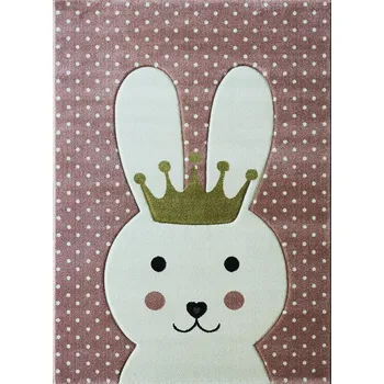Koberec Měkký, příjemný a hebký koberec pro dívky, KRÁLÍK růžový 160x230