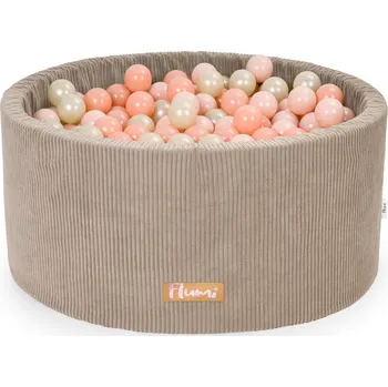 Dětský bazének Flumi Bazének s míčky 200 ks manšestr béžový, broskvové míčky