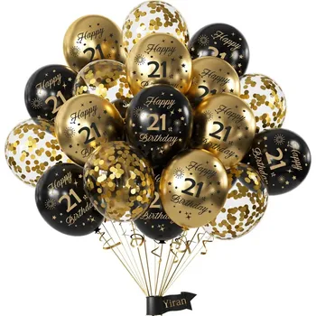 Balónek Balónky s konfetami Sada balónků k 21. NAROZENINÁM - 15ks