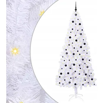 Vánoční stromek VidaXL Umělý vánoční stromek s 300 LED diodami, bílý, 240 cm, PVC a ocel