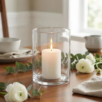 Váza Skleněná váza válec EDWANEX 15 × 20 cm