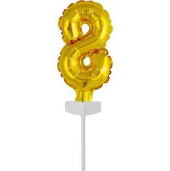 Přisada na vaření a pečení Fóliový balónek zlatý mini - zápich do dortu číslo 8 - Amscan | Cukrářské potřeby