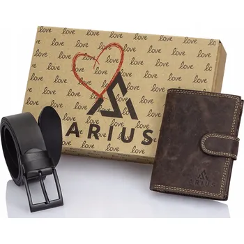 Opasek Peněženka z pravé kůže a černý Pásek kožená sada Krabička Valentýn