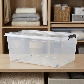 Úložný box Úložný box s víkem na kolečkách MOXOM SIMPLE STORE 40 l průhledný