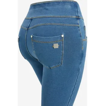 Dámské kalhoty Freddy kalhoty N.O.W.® YOGA v džínové modré, slim fit, ohrnující pas, denim žerzej Možnosti velikostí: XS