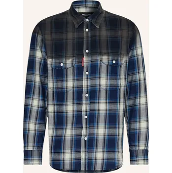 Pánská móda dsquared2 Pánská Košile Comfort Fit, tmavě modrá / režná /...
