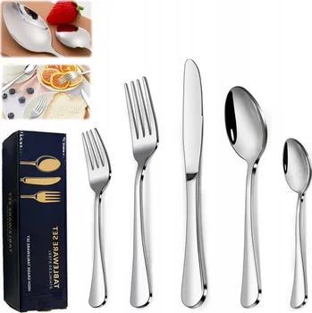 Příbor SADA OCELOVÝCH PŘÍBORŮ JÍDELNÍ SERVIS 30 KS PŘÍBORY NEREZOVÁ OCEL 6o