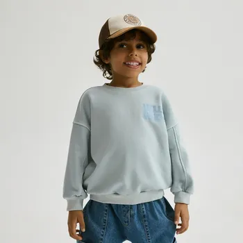 Chlapecká mikina Reserved - Mikina se sepraným efektem - bleděmodrá - 668HR-05X - 668HR-05X-110