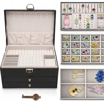 Šperkovnice Šperkovnice pro uložení bižuterie Pixel černá, uzamykatelná na klíček