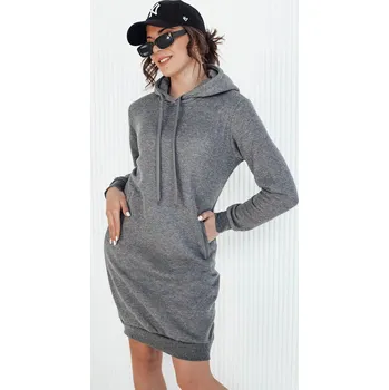 Dámské šaty Tmavě šedé mikinové šaty s kapucí EY1429z Velikost: XL