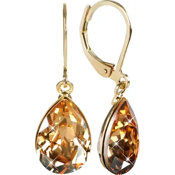 Náušnice Elegantní pozlacené náušnice s krystaly Pear Golden Shadow Levien