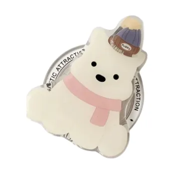 Otočný magnetický držák telefonu pro iPhone 15 Pro Plastový držák s motivem polárního medvěda 360° otočný stojánek