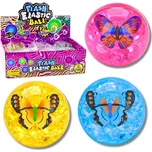 svítící skákací míček s konfety a motýlem 9 cm