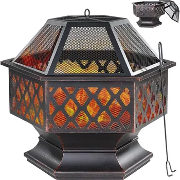 Ocelové šestihranné ohniště | 70 x 60,5 x 62,5 cm