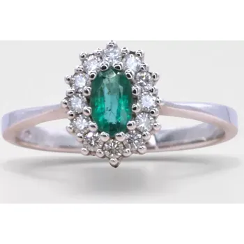 Prsten Smaragd prsten 51 Bílé zlato