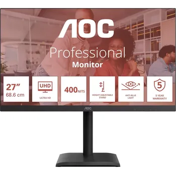 Monitor AOC MT IPS LCD WLED 27" U27E4CV - IPS panel, 3840x2160, 60Hz, HDMI, DP, USB-C