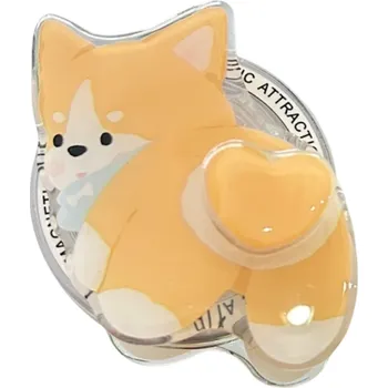 Otočný magnetický držák telefonu pro iPhone 15 Pro Plastový držák s motivem pejska 360° otočný stojánek na stůl i do auta