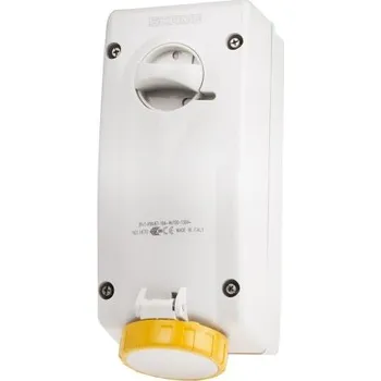 Elektrická zásuvka Průmyslový bezpečnostní zámek barva Žlutá, orientace těla: Rovný spínatelný, IP67 Zásuvka, formát pólů: 2P plus E poloha