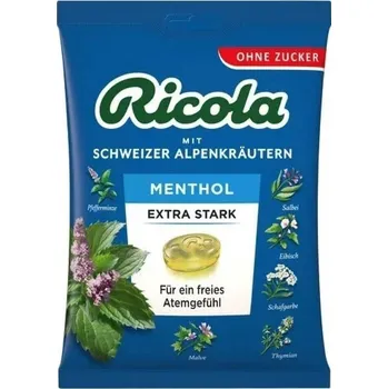Ricola Bylinné bonbóny bez cukru extra silný mentol 75 g