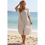 Glara Propínací midi šaty ze 100% lnu 1168399