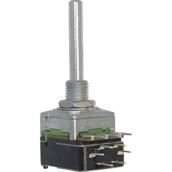 Potenciometr Potentiometer Service 63250-01402-5835/B10K, RD1601SF-20B4-30R6-B10K otočný potenciometr, 1cestný , s tlakovým spínačem, Mono, 0.2 W, 10 kΩ, 1 ks