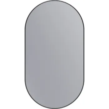 Zrcadlo Erga Oval, oválné zrcadlo 55x100cm, černý rám, ERG-V01-OVAL-5510-BK