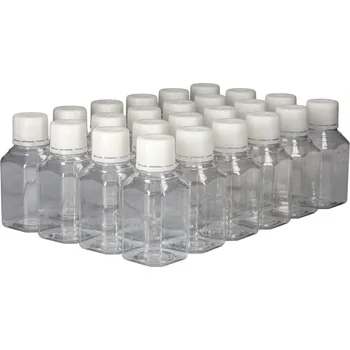 Laboratorní lahve z PET, sterilní, křišťálově čisté, šroubovací uzávěr a stupnice, 250 ml, 24 ks
