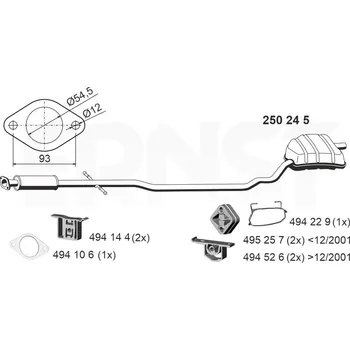 Auto-moto Střední-/zadní tlumič výfuku ERNST 250245