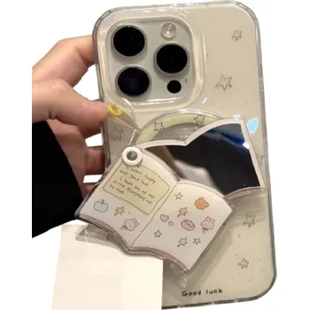 Držák na telefon pro iPhone 16 3D kosmetické zrcátko s knihou Plastový stojánek na mobil i líčení