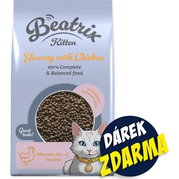 Krmivo pro kočku Krmivo Beatrix Kitten s kuřecím 10kg+Kapsička Beatrix Adult s kuřecím 85g-KS