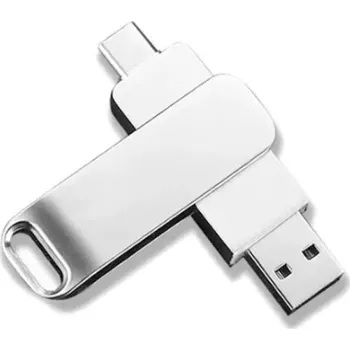 USB flash disk Flash disk 2TB USB 3.2 Dual Port C + USB A, voděodolný, vysokorychlostní, s očkem na klíče stříbrná