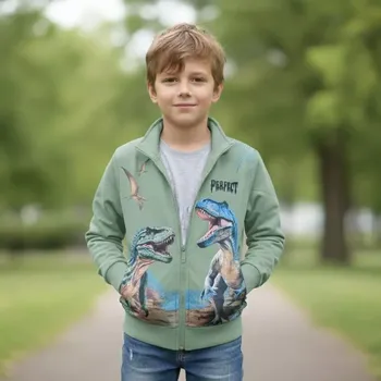 Chlapecká mikina Chlapecká mikina Kugo ZM8850 zelená s dinosaury