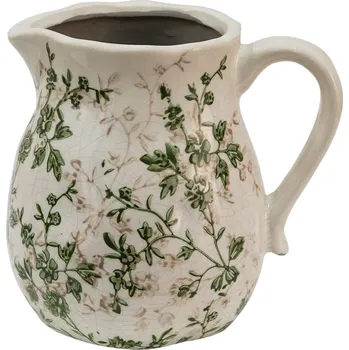 Keramický dekorační džbán se zelenými květy Ganni green M - 16*13*15 cm