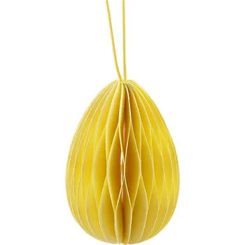 Velikonoční dekorace Papírové vajíčko k zavěšení – Ø 5 cm × 7 cm Barva: Žlutá