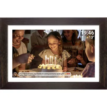 Digitální fotorámeček Denver PFF1543DW digitální WiFi fotorámeček 39.6 cm 15.6 palec Energetická třída (EEK2021): D (A - G) 1920 x 1080 Pixel 16 GB dřevo (tmavé)