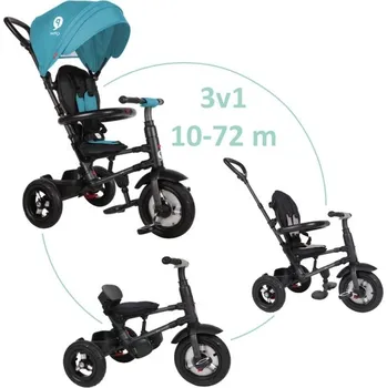 Dětská tříkolka QPLAY Rito AIR gel 3v1 Rubber Green-blue Tříkolka 10-72 měsíců