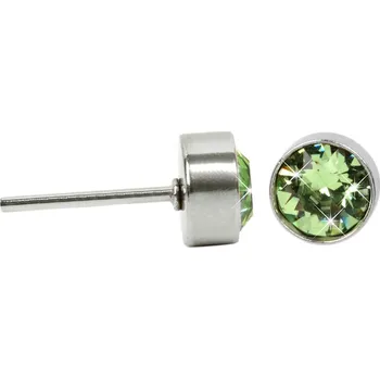 Náušnice Třpytivé ocelové náušnice Chaton Peridot Levien