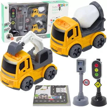 Hračka Dětská sada semafor s fotoradarem, herní podložkou a stavebními autíčky se světly a zvuky
