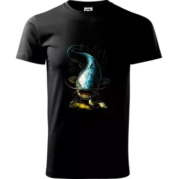 Pánské tričko Obrázek sumec zepředu - Triko extra velké (5-8XL) - 7XL ( Černá )