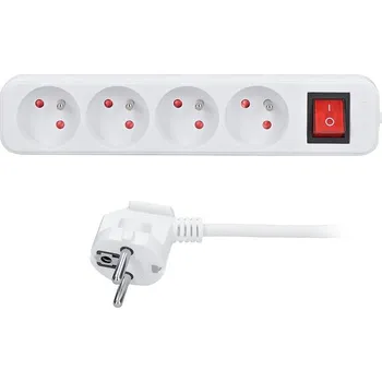 Solight prodlužovací přívod, 4 zásuvky, bílý, vypínač, 5m - PP33