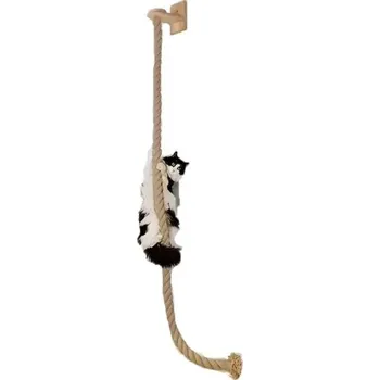 Hračka pro kočku Nástěnné šplhací lano pro kočky 140 cm Dřevěná základna Sisalové lano Lezecký prvek na zeď pro kočičí strom