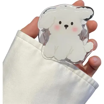 Magnetický držák telefonu bílý pes Plastový kroužek stojánek na mobil pro iPhone 15 Dekorativní držák s motivem