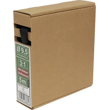 Quadrios 23CA178 smršťovací bužírka s lepidlem černá 9.5 mm Poměr smrštění:3:1 5 m