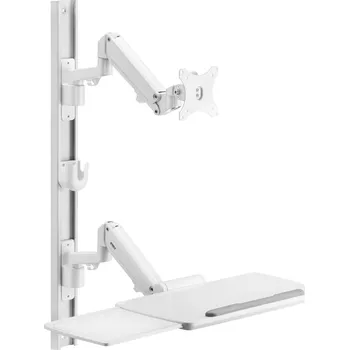SpeaKa Professional SP-MM-960 držák na zeď pro monitor s držákem ke klávesnici, Nad sebou 43,2 cm (17) - 109,2 cm (43) bílá nastavitelná výška, nakláněcí,