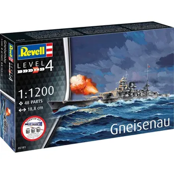 Plastikový model Battleship Gneisenau - obsahuje barvy a lepidlo - Revell Starter Kit 75181