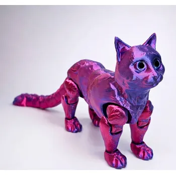 Flexi 3D kočka z 3D tiskárny | Svíčkománie3D | Barva: Fialovo-modrá lesklá