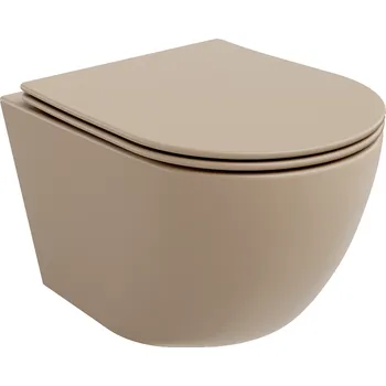 Klozet Mexen Lena WC mísa Rimless s deskou pomalu uzavíratelnou slim, duroplast, cappuccino mat - 30224064 WC mísy