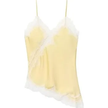 Dámské oblečení Dámské krajkové tílko Tenká ramínka Výstřih do V Jednobarevný elegantní top z polyesteru Lehký letní top žlutá L