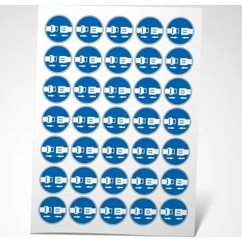 Kancelář Traiva s.r.o. Použij bezpečnostní pás Verze: Samolepka 40 x 40 mm tl. 0.1 mm - arch 35 ks - Kód: 02778